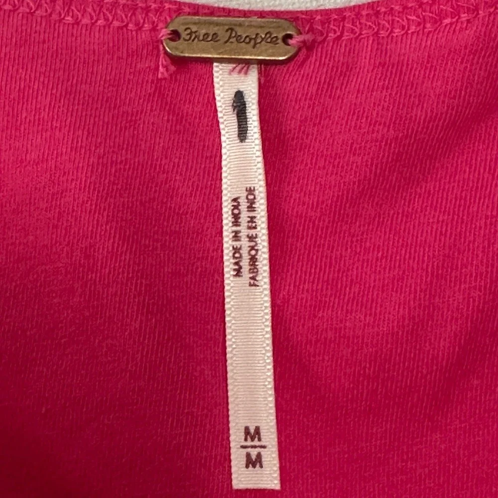 Free People Bow Tank Top Womens M Pink Sleeveless Stretch Knot Front Babydoll‎